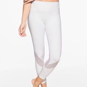 ATHLETA White Leggings with Mesh Cutouts